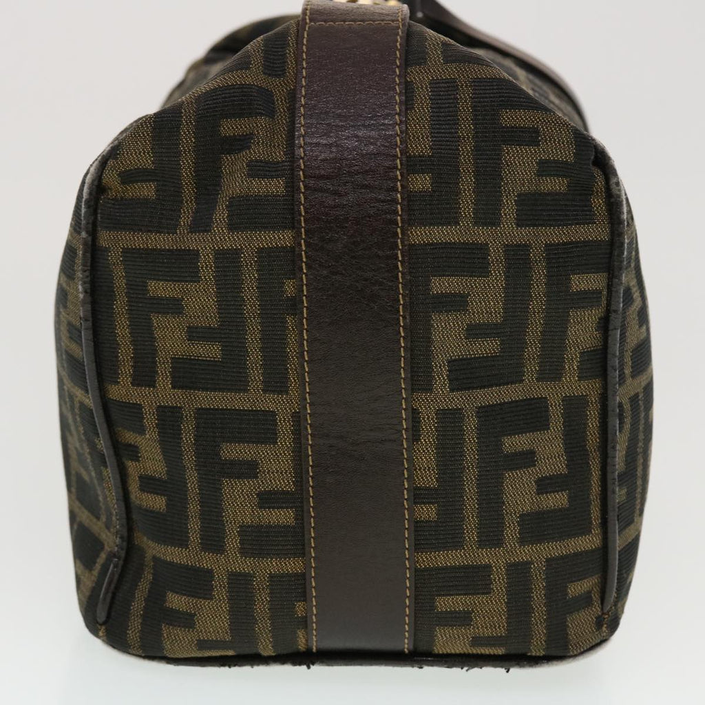 FENDI Zucca Canvas Vanity Pouch Hand Bag Nylon Brown Black tb667