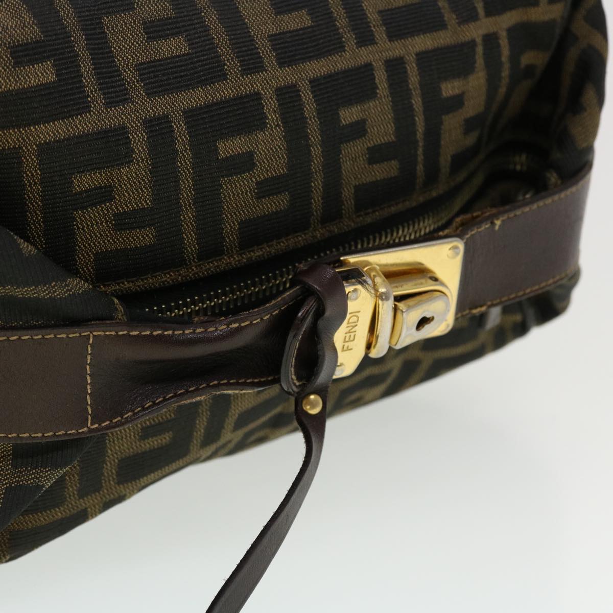 FENDI Zucca Canvas Vanity Pouch Hand Bag Nylon Brown Black tb667