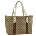 GUCCI GG Canvas Web Sherry Line Tote Bag Beige Green Red 139260 tb669