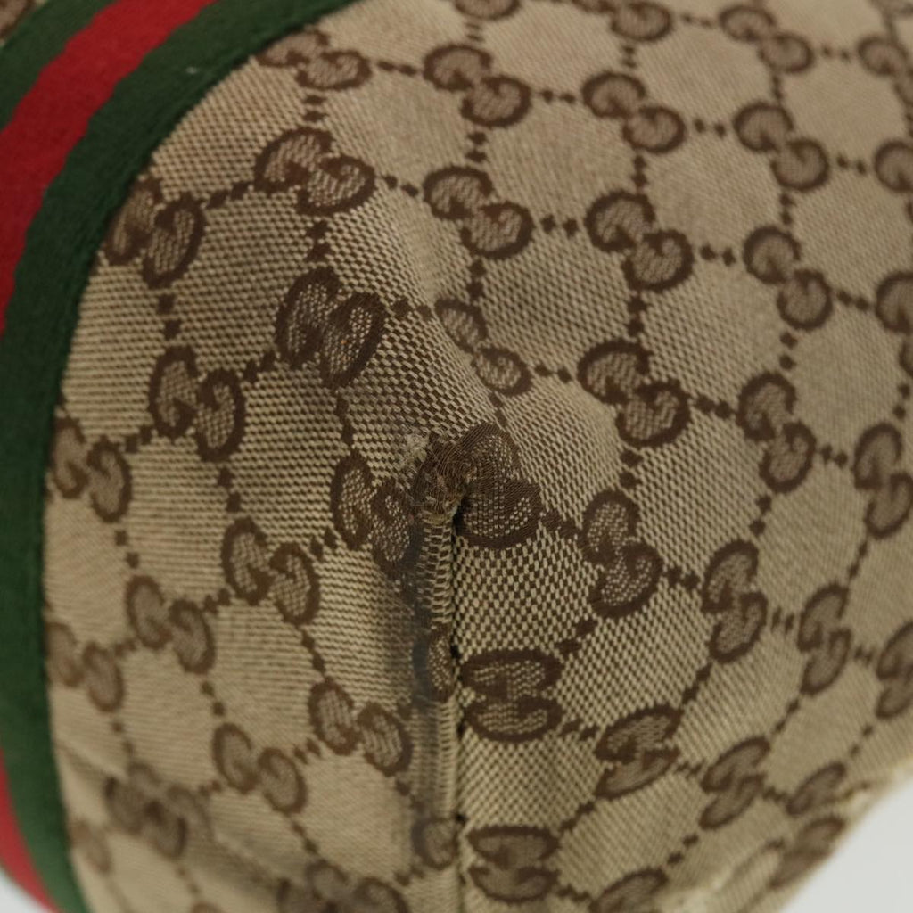 GUCCI GG Canvas Web Sherry Line Tote Bag Beige Green Red 139260 tb669