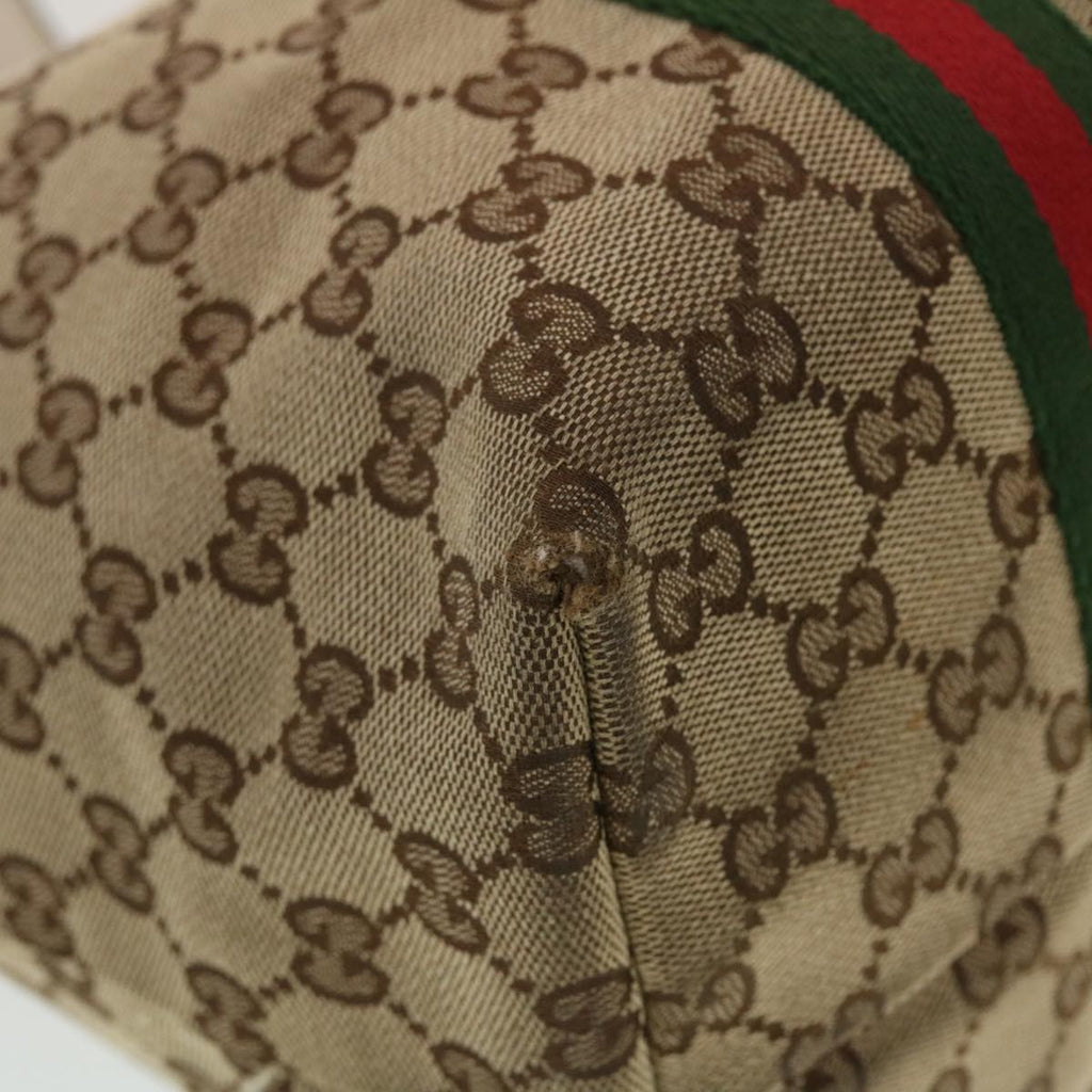 GUCCI GG Canvas Web Sherry Line Tote Bag Beige Green Red 139260 tb669