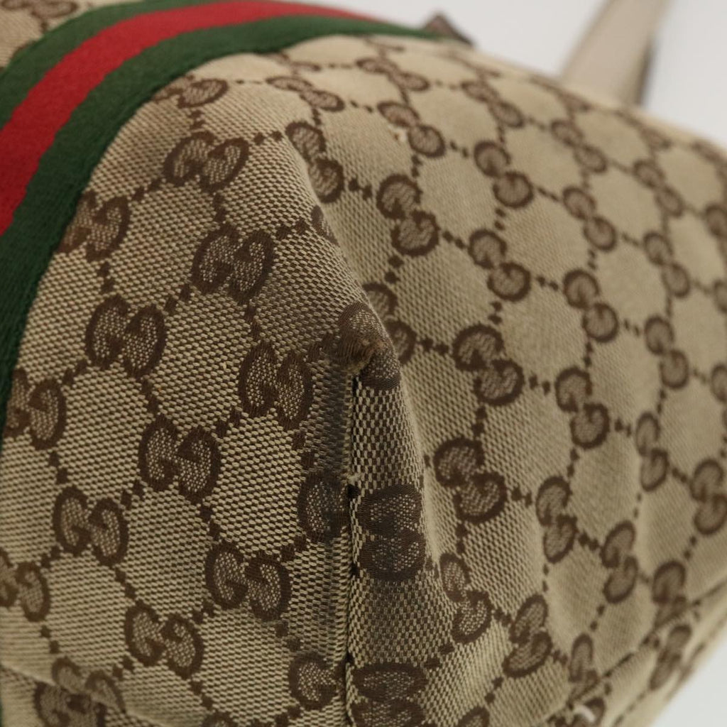GUCCI GG Canvas Web Sherry Line Tote Bag Beige Green Red 139260 tb669