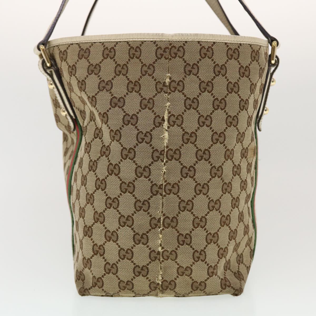 GUCCI GG Canvas Web Sherry Line Tote Bag Beige Green Red 139260 tb669