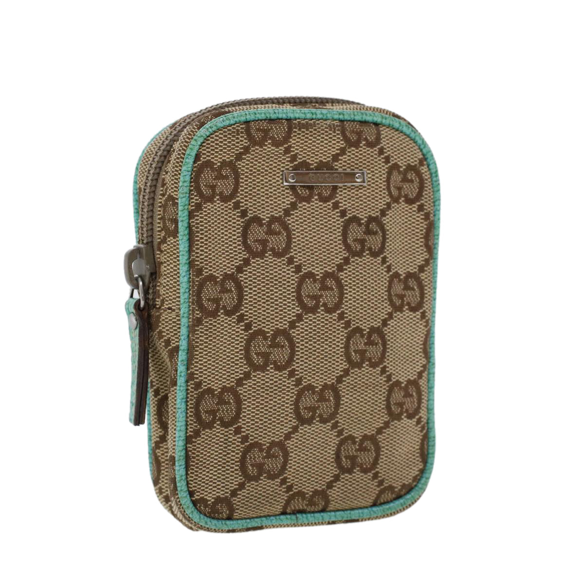 GUCCI GG Canvas Cigarette Case Beige Light Blue 115249 tb678