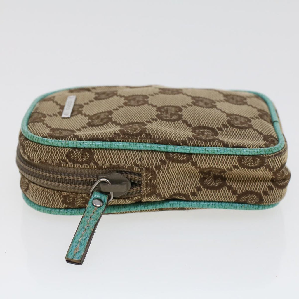 GUCCI GG Canvas Cigarette Case Beige Light Blue 115249 tb678