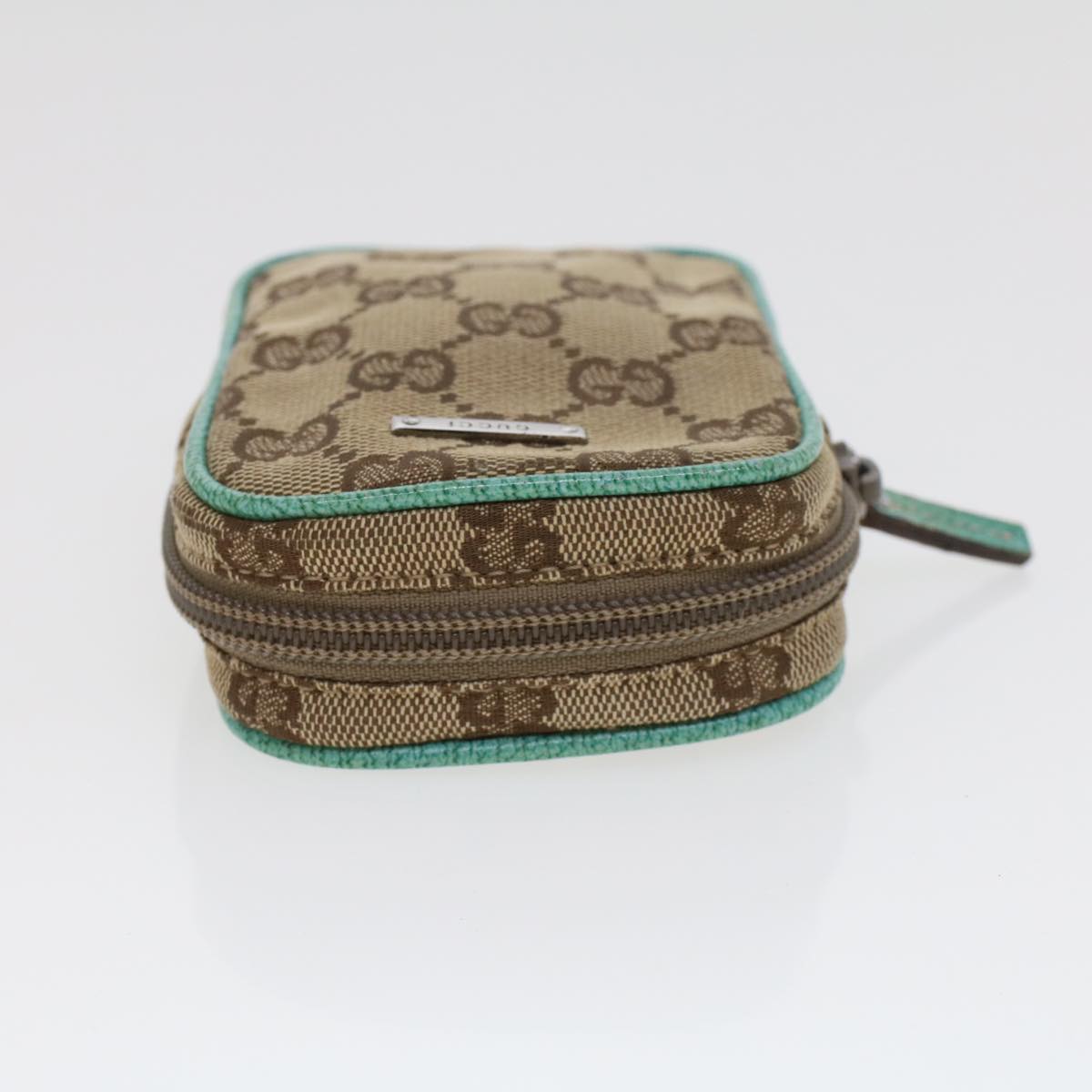 GUCCI GG Canvas Cigarette Case Beige Light Blue 115249 tb678