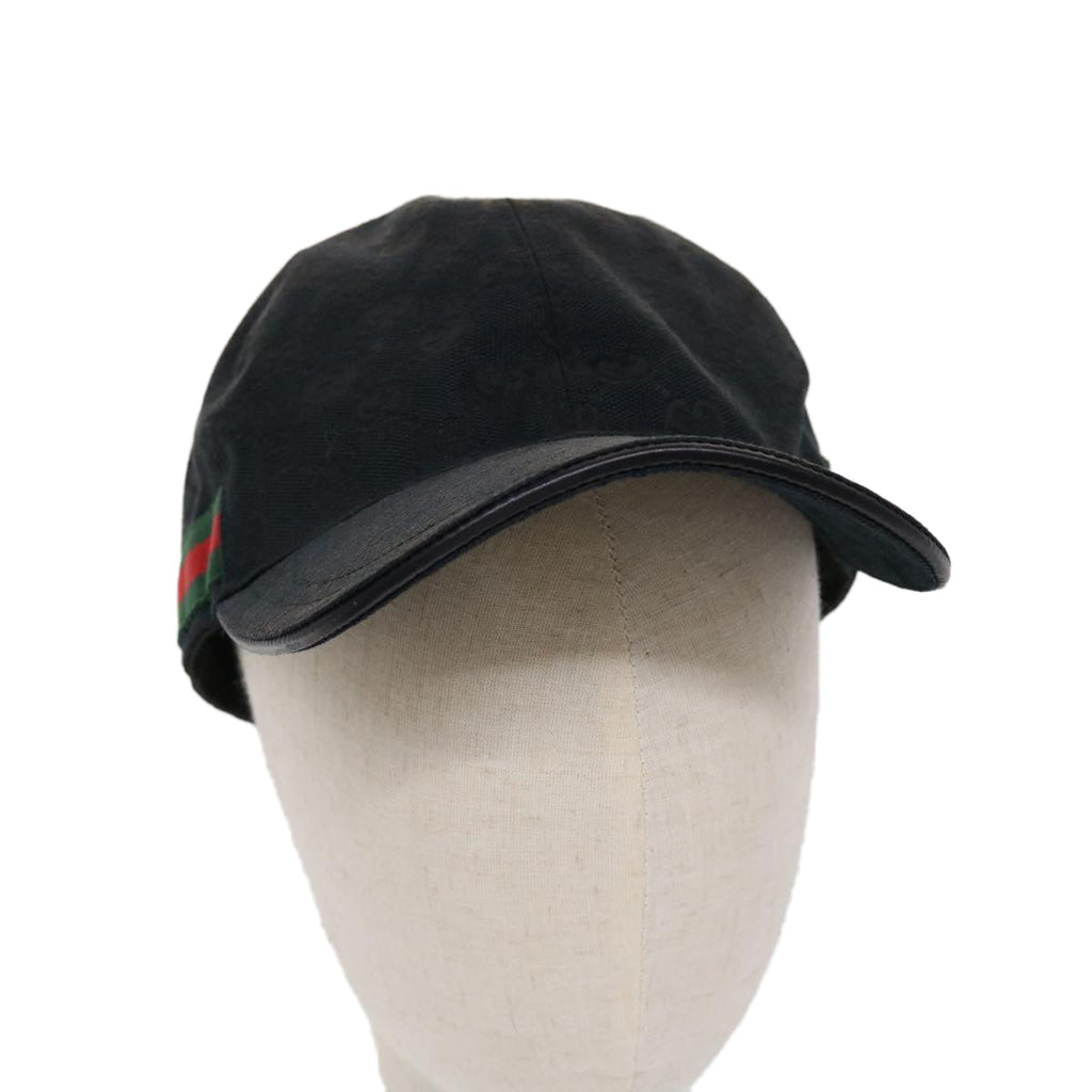 GUCCI GG Canvas Web Sherry Line Cap XL Black Red Green 200035 tb739