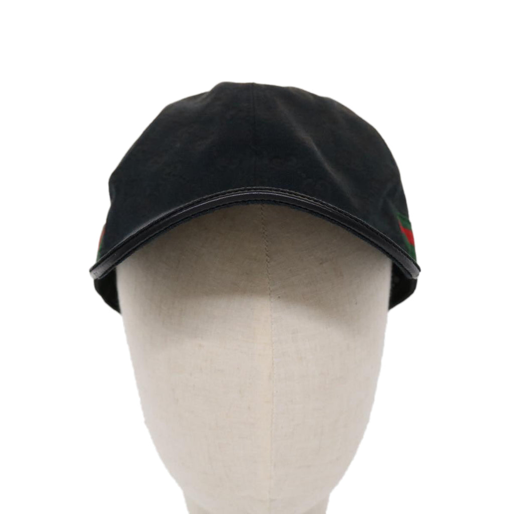 GUCCI GG Canvas Web Sherry Line Cap XL Black Red Green 200035 tb739