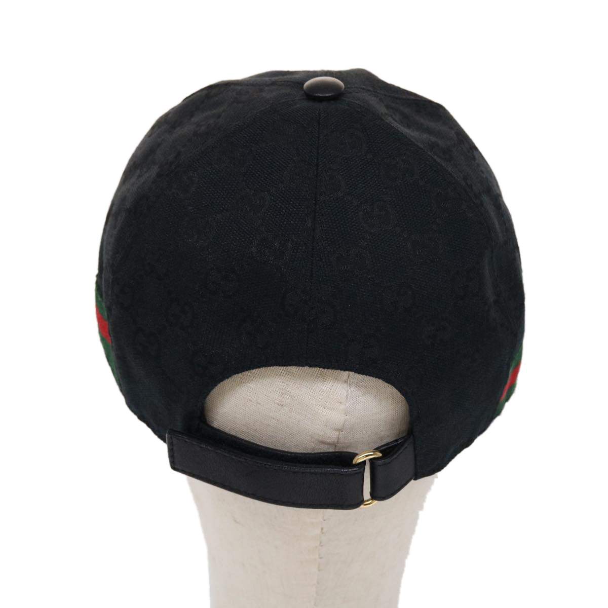 GUCCI GG Canvas Web Sherry Line Cap XL Black Red Green 200035 tb739