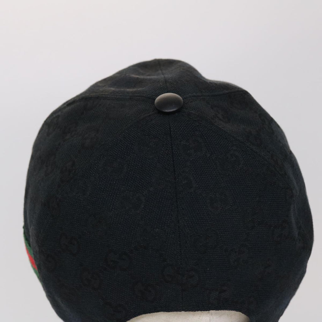 GUCCI GG Canvas Web Sherry Line Cap XL Black Red Green 200035 tb739