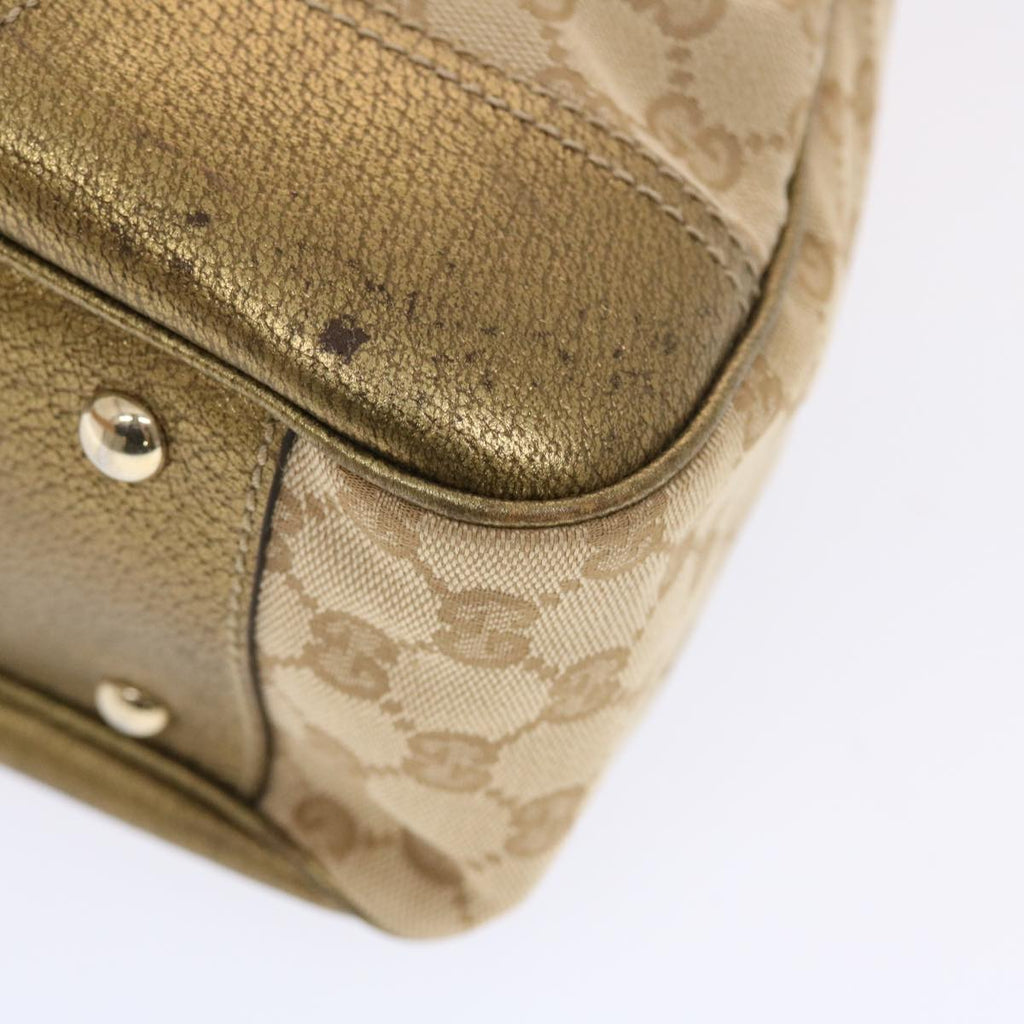 GUCCI GG Canvas Princy Line Tote Bag Leather Gold Tone 163805 tb793