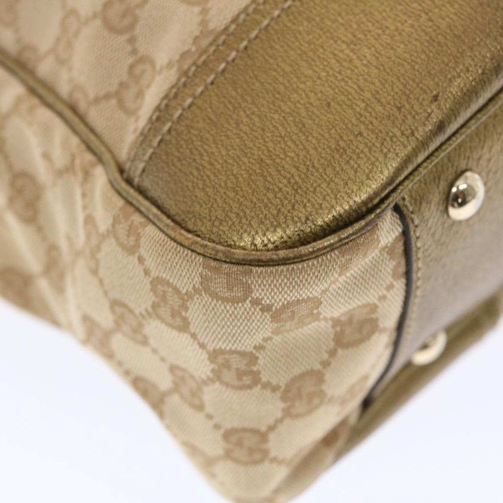 GUCCI GG Canvas Princy Line Tote Bag Leather Gold Tone 163805 tb793