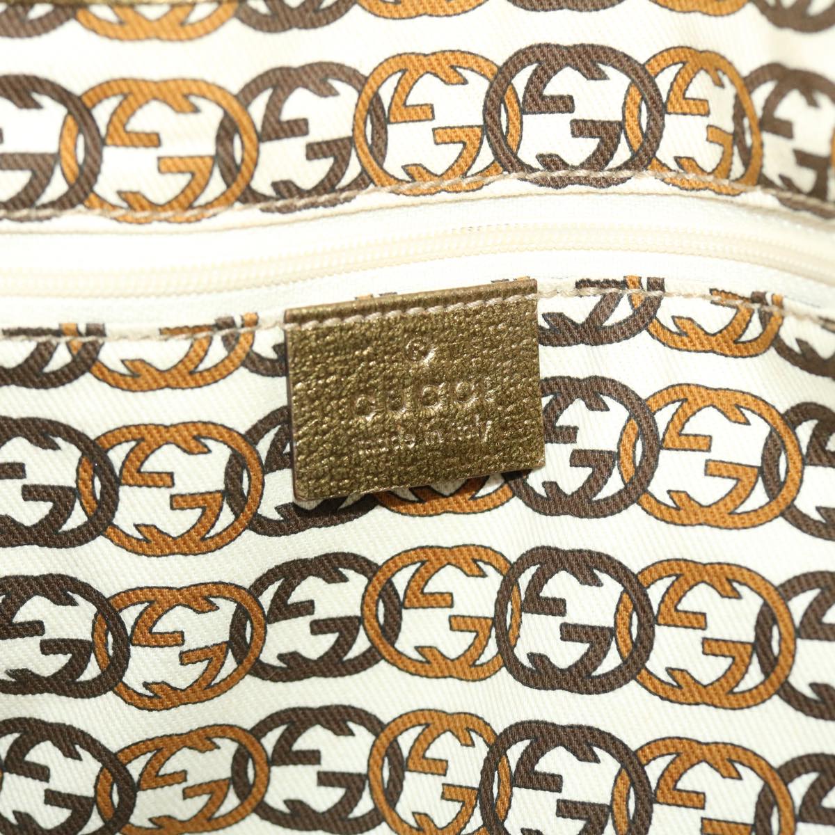 GUCCI GG Canvas Princy Line Tote Bag Leather Gold Tone 163805 tb793