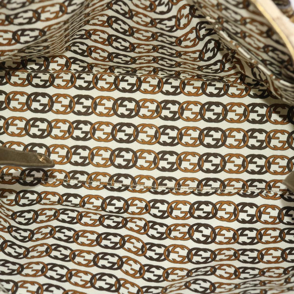 GUCCI GG Canvas Princy Line Tote Bag Leather Gold Tone 163805 tb793