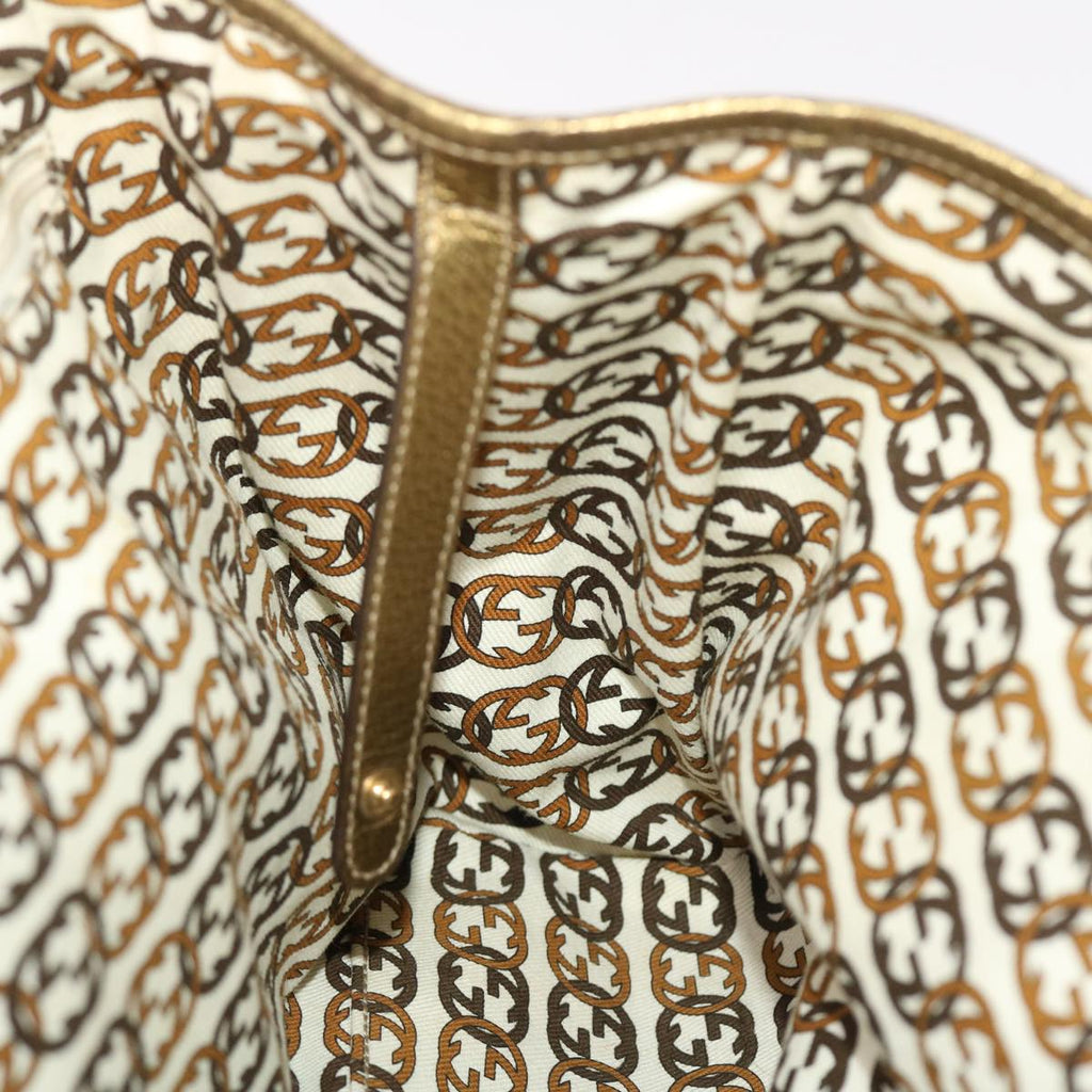 GUCCI GG Canvas Princy Line Tote Bag Leather Gold Tone 163805 tb793