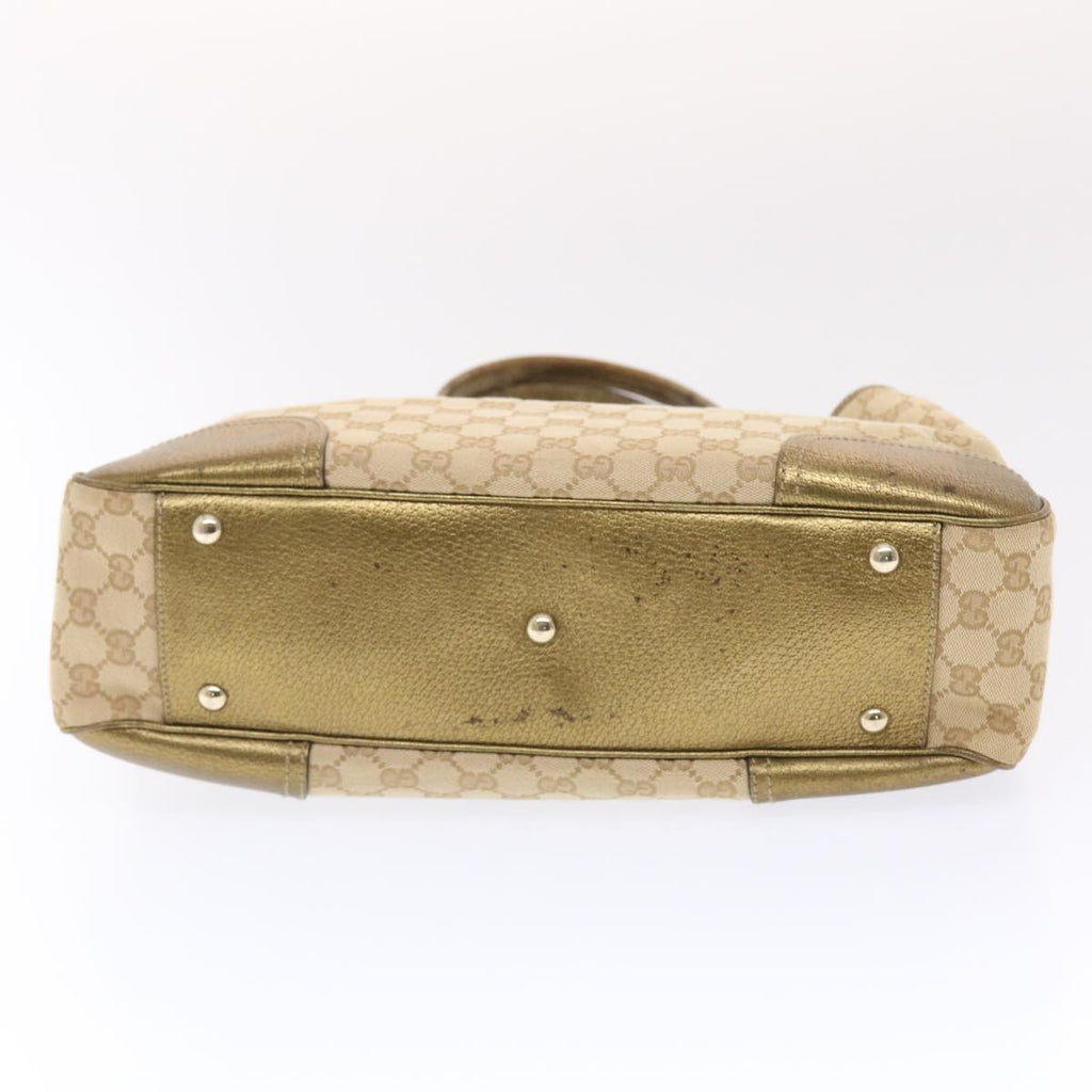 GUCCI GG Canvas Princy Line Tote Bag Leather Gold Tone 163805 tb793