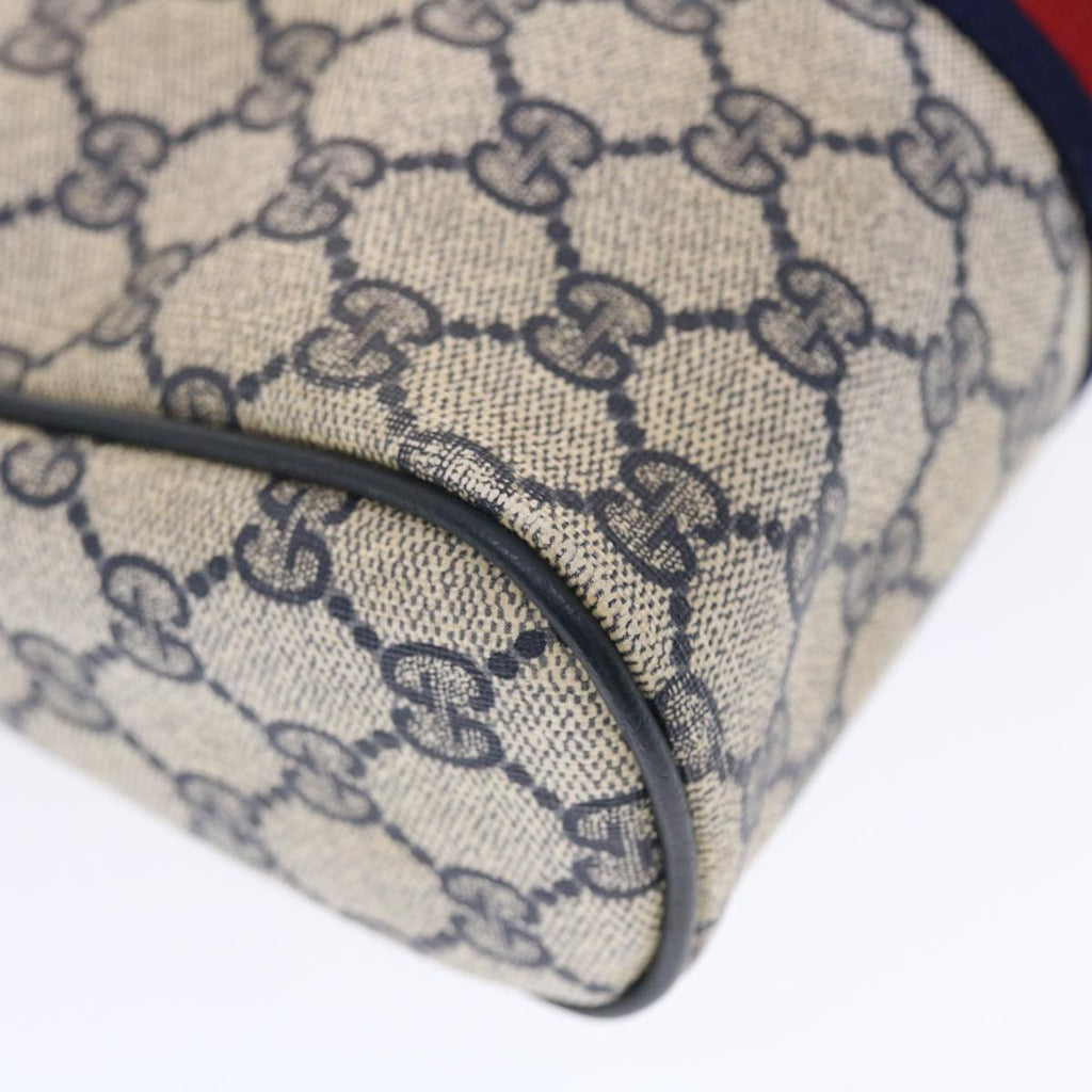GUCCI GG Canvas Sherry Line Clutch Bag Gray Red Navy 14・014・3553 tb799