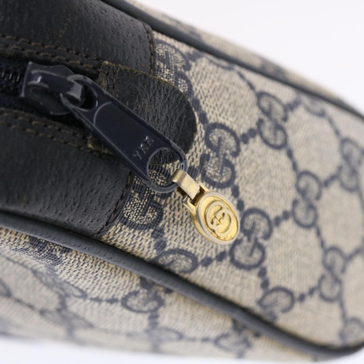 GUCCI GG Canvas Sherry Line Clutch Bag Gray Red Navy 14・014・3553 tb799