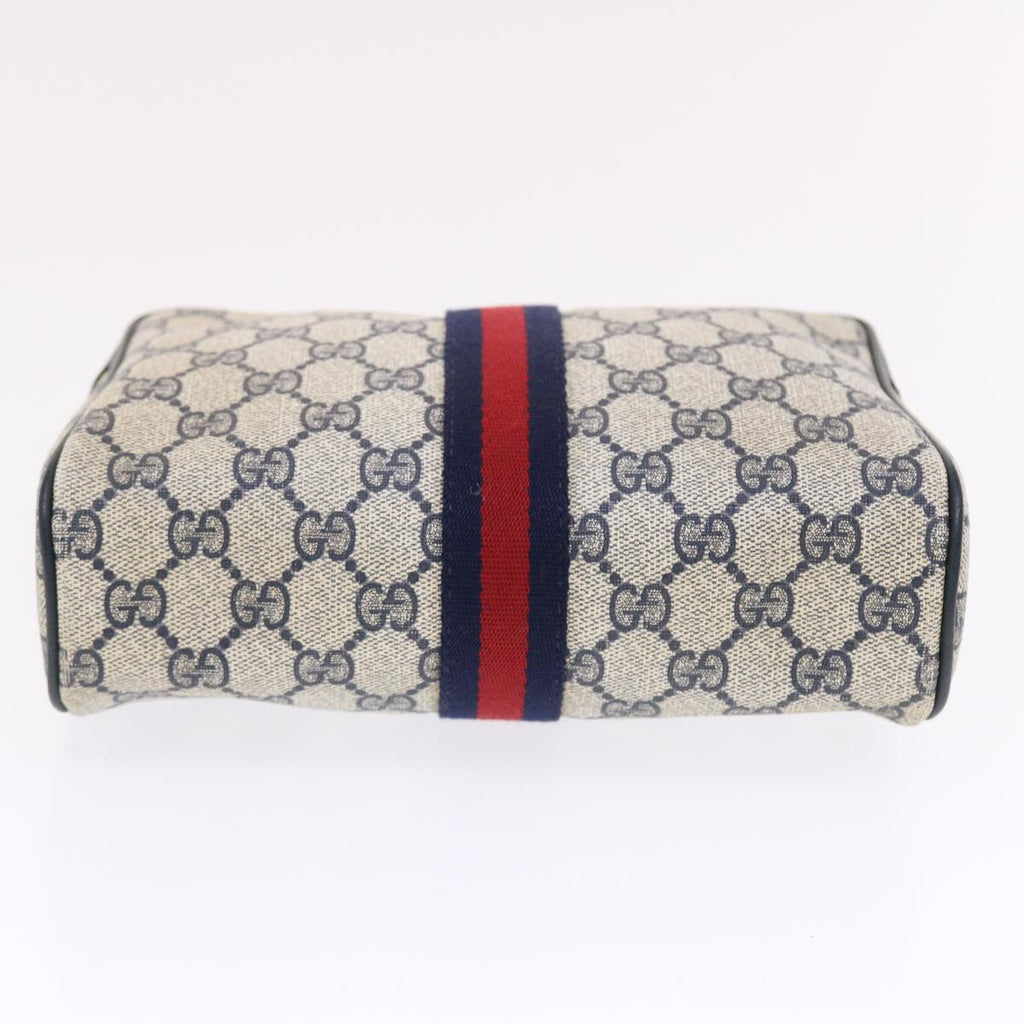 GUCCI GG Canvas Sherry Line Clutch Bag Gray Red Navy 14・014・3553 tb799