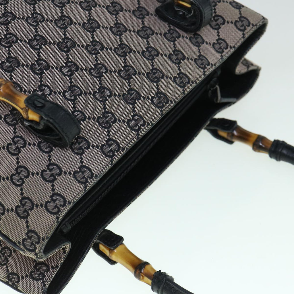 GUCCI GG Canvas Bamboo Tote Bag Navy 112526 tb929