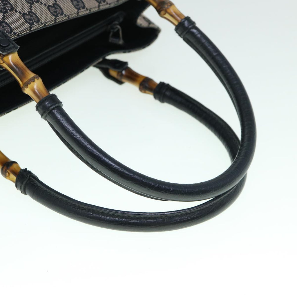 GUCCI GG Canvas Bamboo Tote Bag Navy 112526 tb929