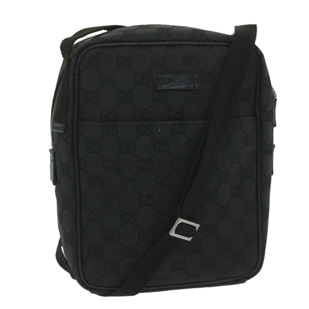 GUCCI GG Canvas Shoulder Bag Black 122759 tb931