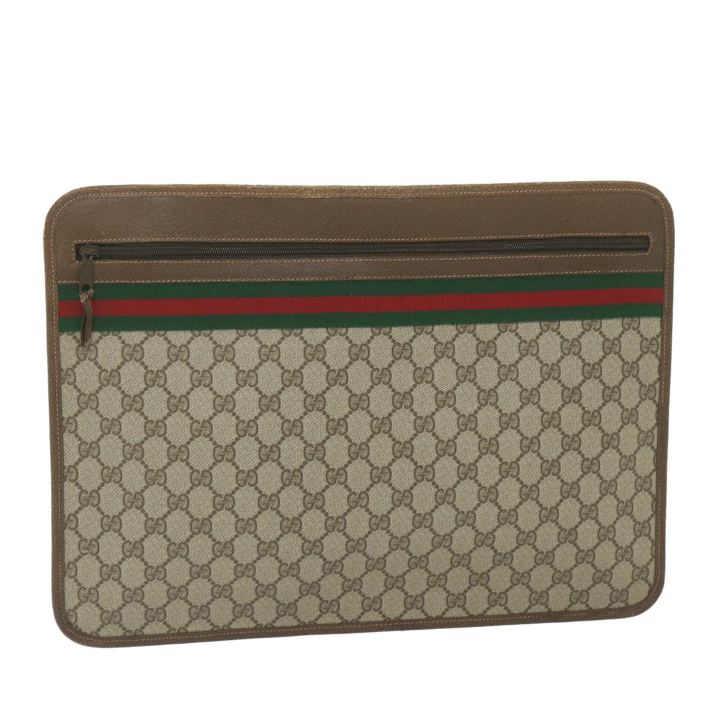 GUCCI GG Supreme Web Sherry Line Briefcase Beige Red Green 89 02 060 tb936