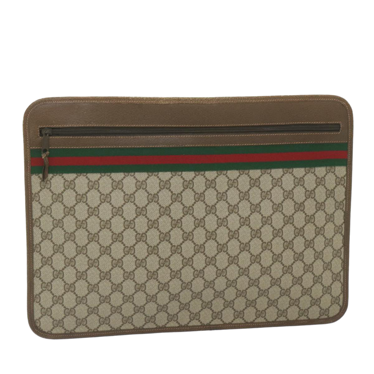 GUCCI GG Supreme Web Sherry Line Briefcase Beige Red Green 89 02 060 tb936