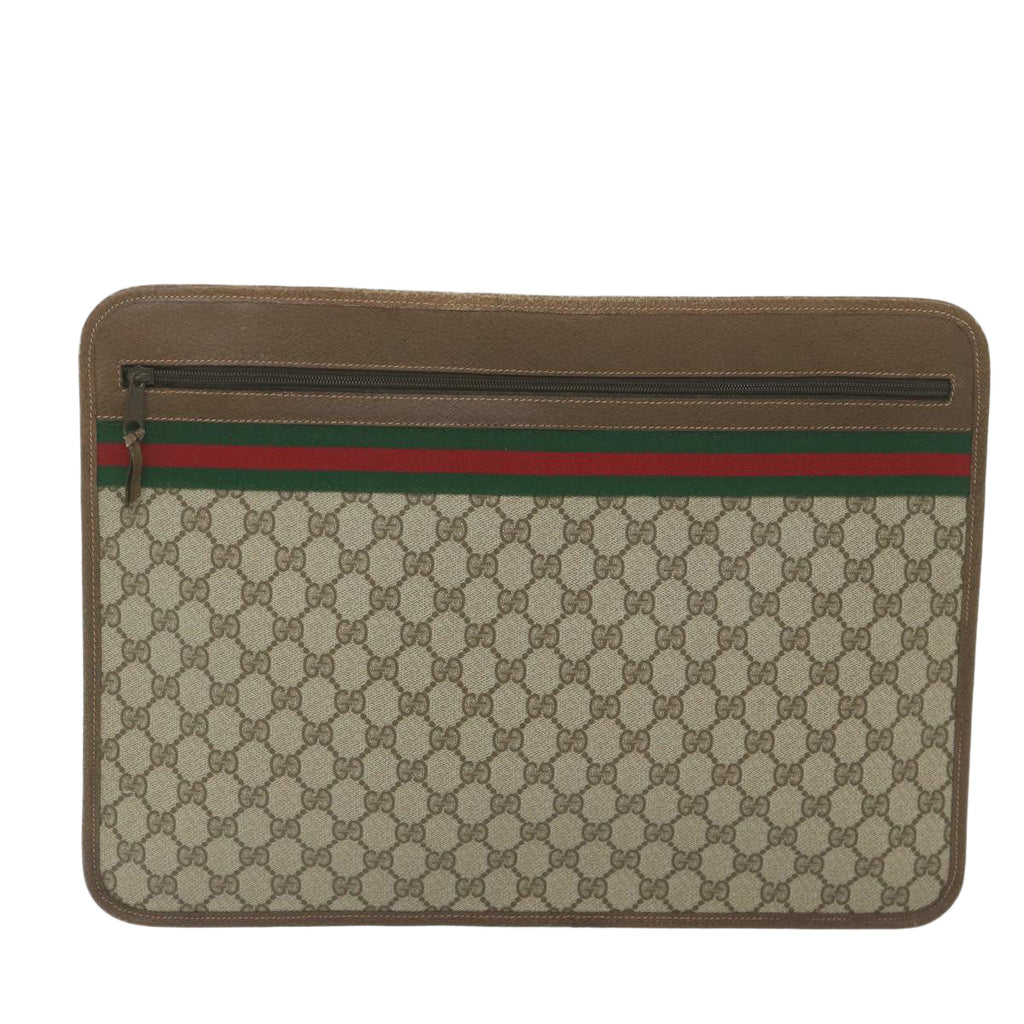 GUCCI GG Supreme Web Sherry Line Briefcase Beige Red Green 89 02 060 tb936