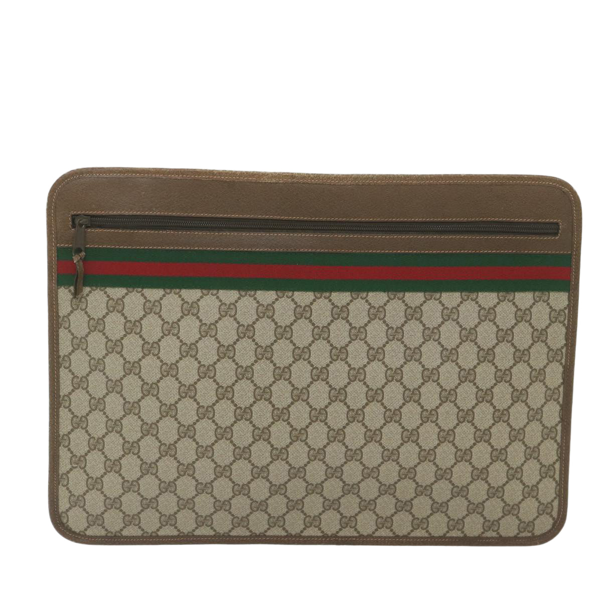 GUCCI GG Supreme Web Sherry Line Briefcase Beige Red Green 89 02 060 tb936