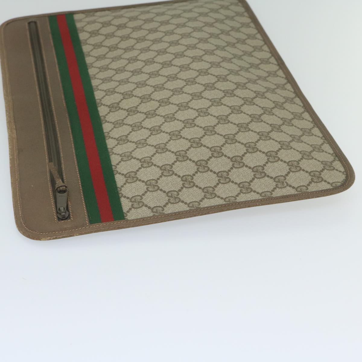 GUCCI GG Supreme Web Sherry Line Briefcase Beige Red Green 89 02 060 tb936