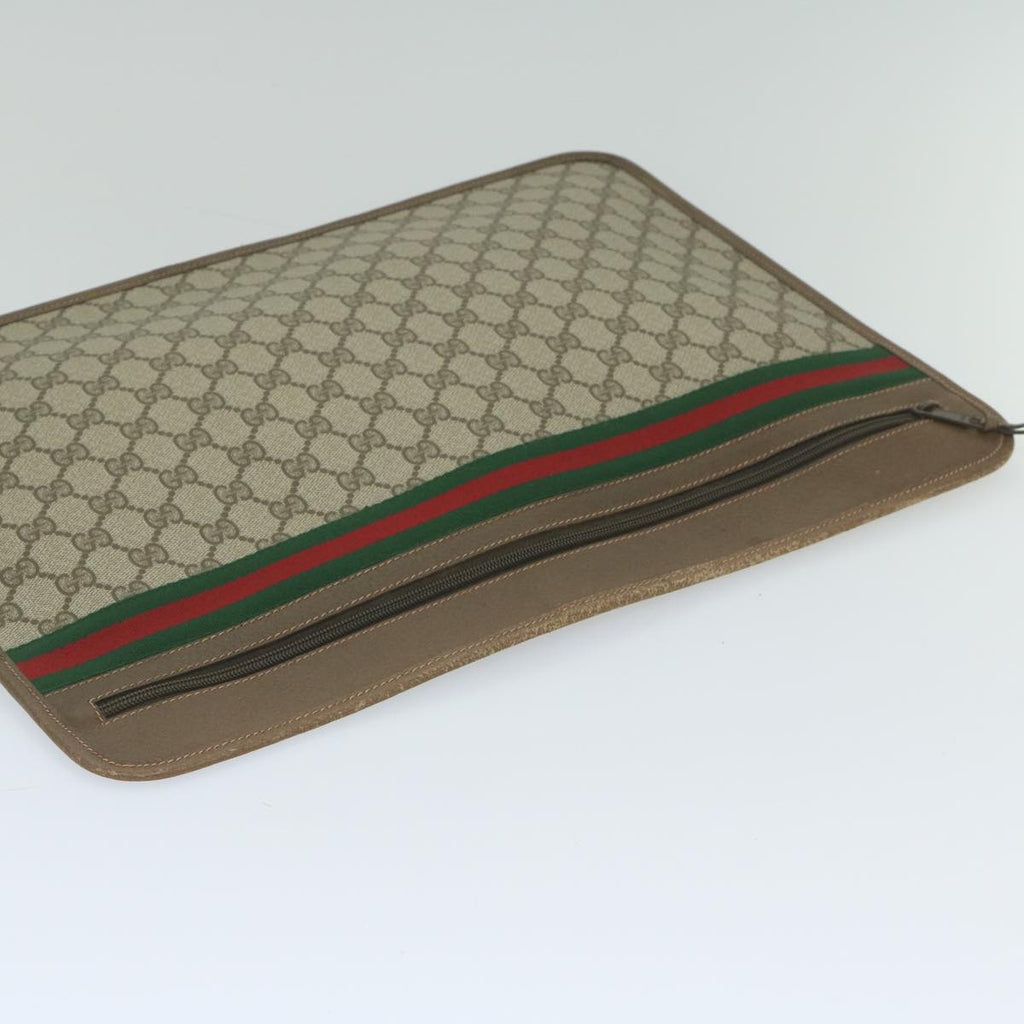 GUCCI GG Supreme Web Sherry Line Briefcase Beige Red Green 89 02 060 tb936