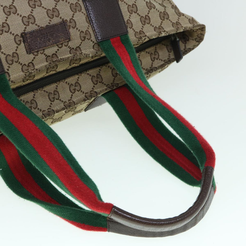 GUCCI GG Canvas Web Sherry Line Mothers Bag Tote Bag Beige Red 155524 tb937