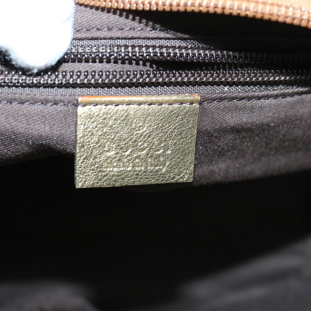 GUCCI GG Crystal Sherry Line Tote Bag Gold Tone Brown gray 131228 tb959