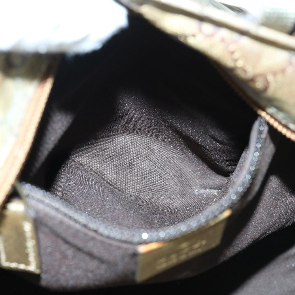 GUCCI GG Crystal Sherry Line Tote Bag Gold Tone Brown gray 131228 tb959