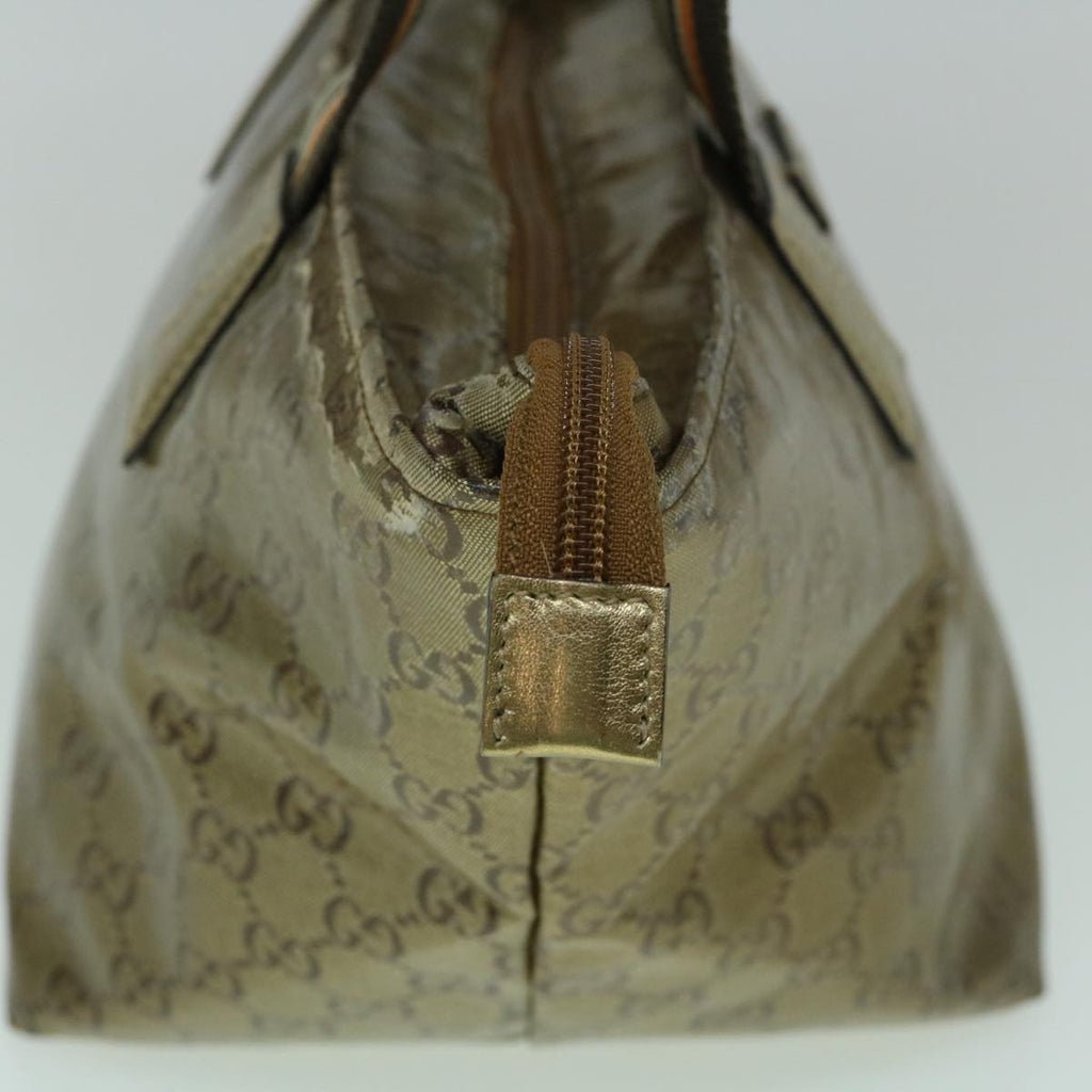 GUCCI GG Crystal Sherry Line Tote Bag Gold Tone Brown gray 131228 tb959