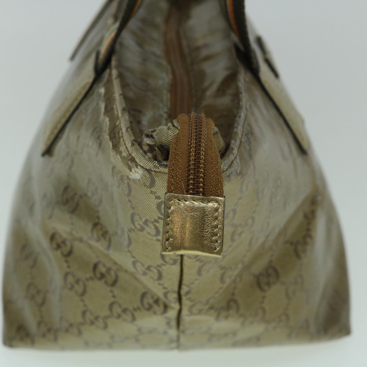 GUCCI GG Crystal Sherry Line Tote Bag Gold Tone Brown gray 131228 tb959