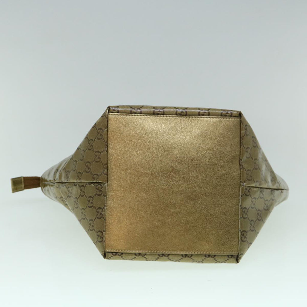 GUCCI GG Crystal Sherry Line Tote Bag Gold Tone Brown gray 131228 tb959