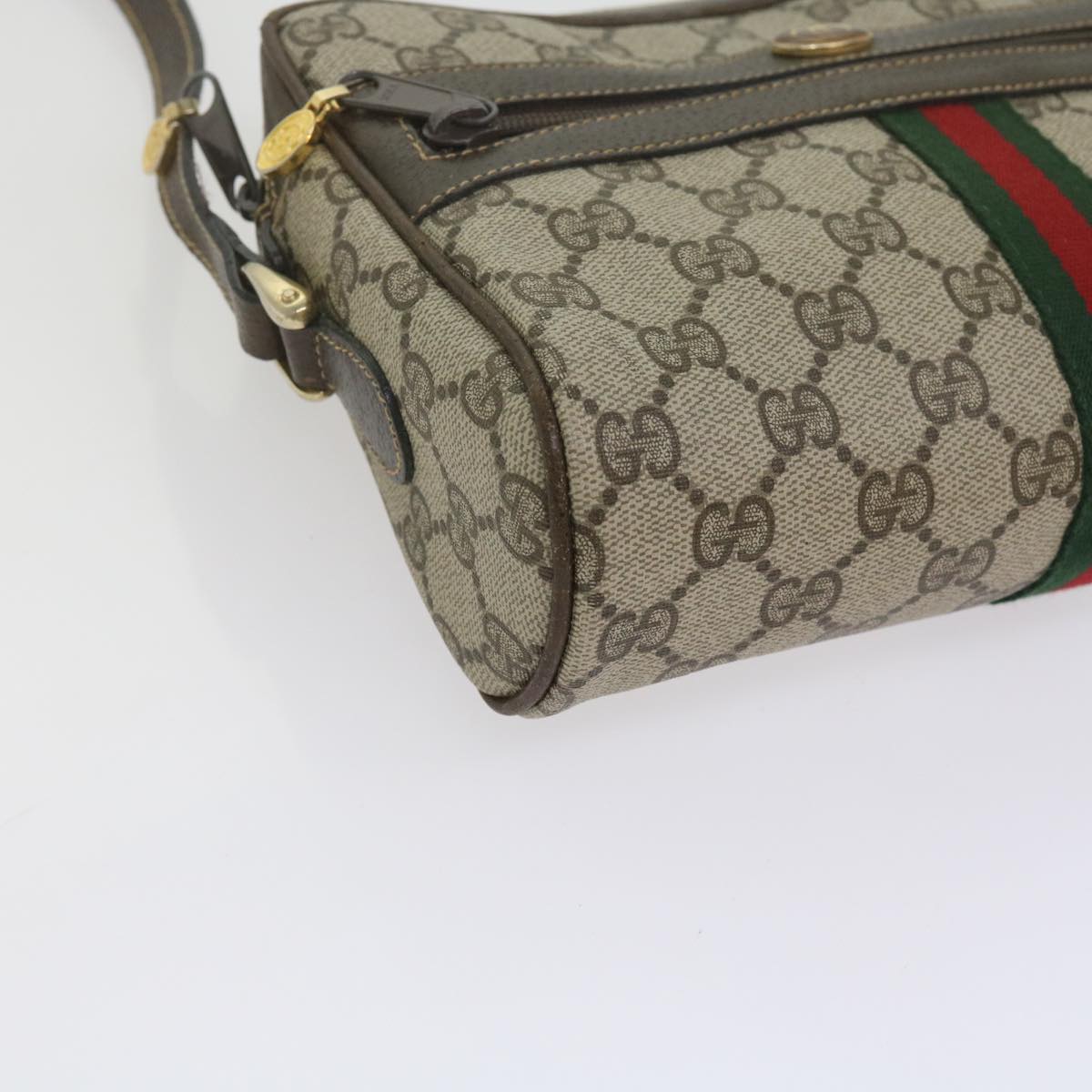 GUCCI GG Supreme Web Sherry Line Shoulder Bag Beige Red Green 010 378 tb988