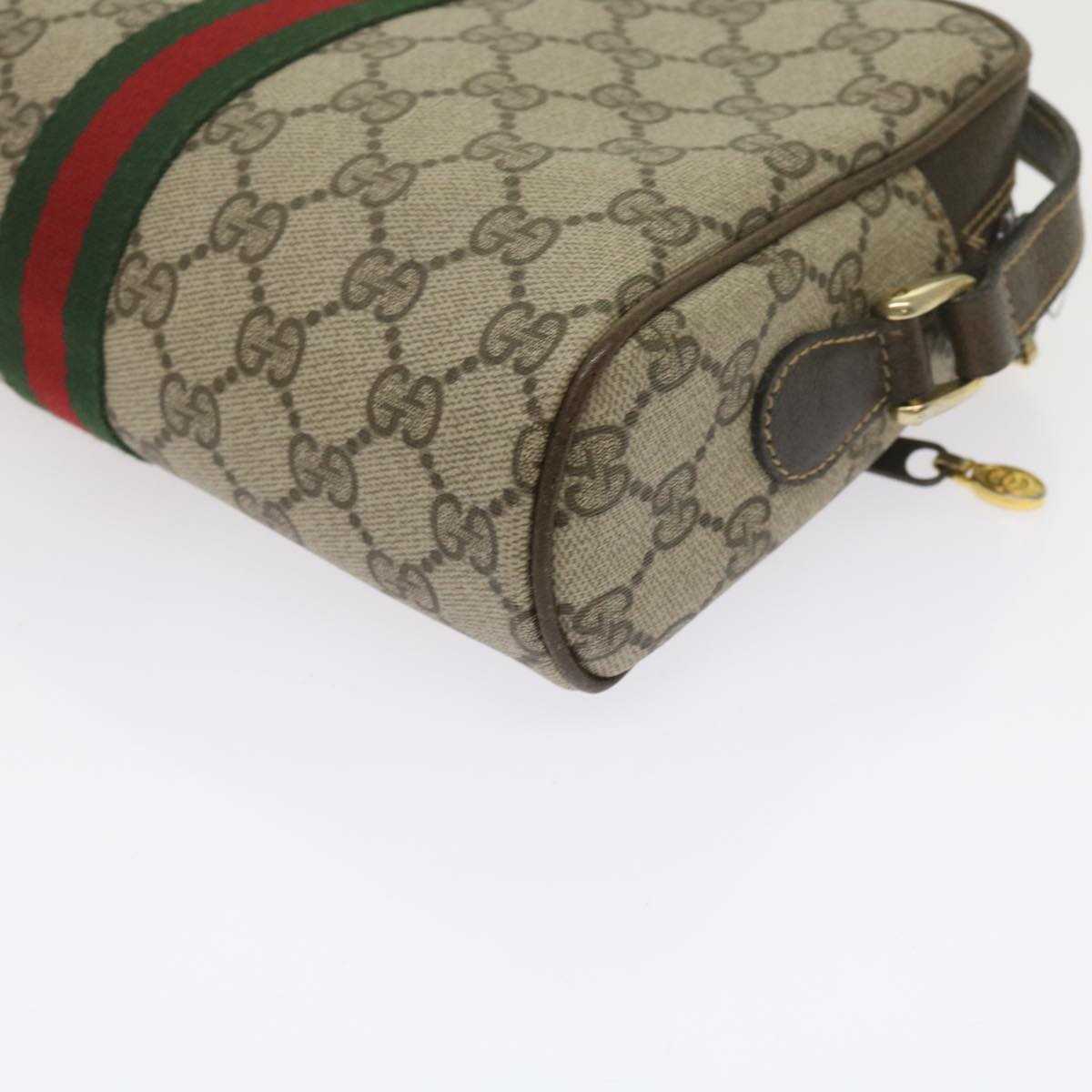 GUCCI GG Supreme Web Sherry Line Shoulder Bag Beige Red Green 010 378 tb988