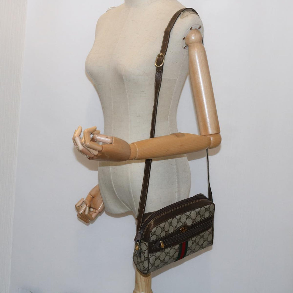 GUCCI GG Supreme Web Sherry Line Shoulder Bag Beige Red Green 010 378 tb988