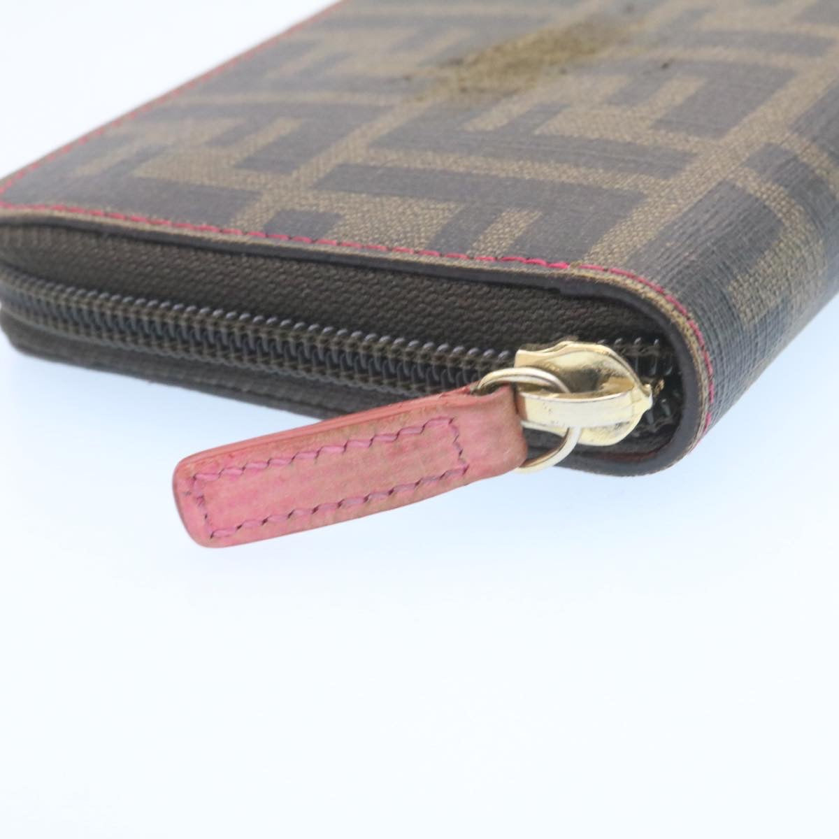 FENDI Zucca Canvas Zip Around Long Wallet Brown th2112