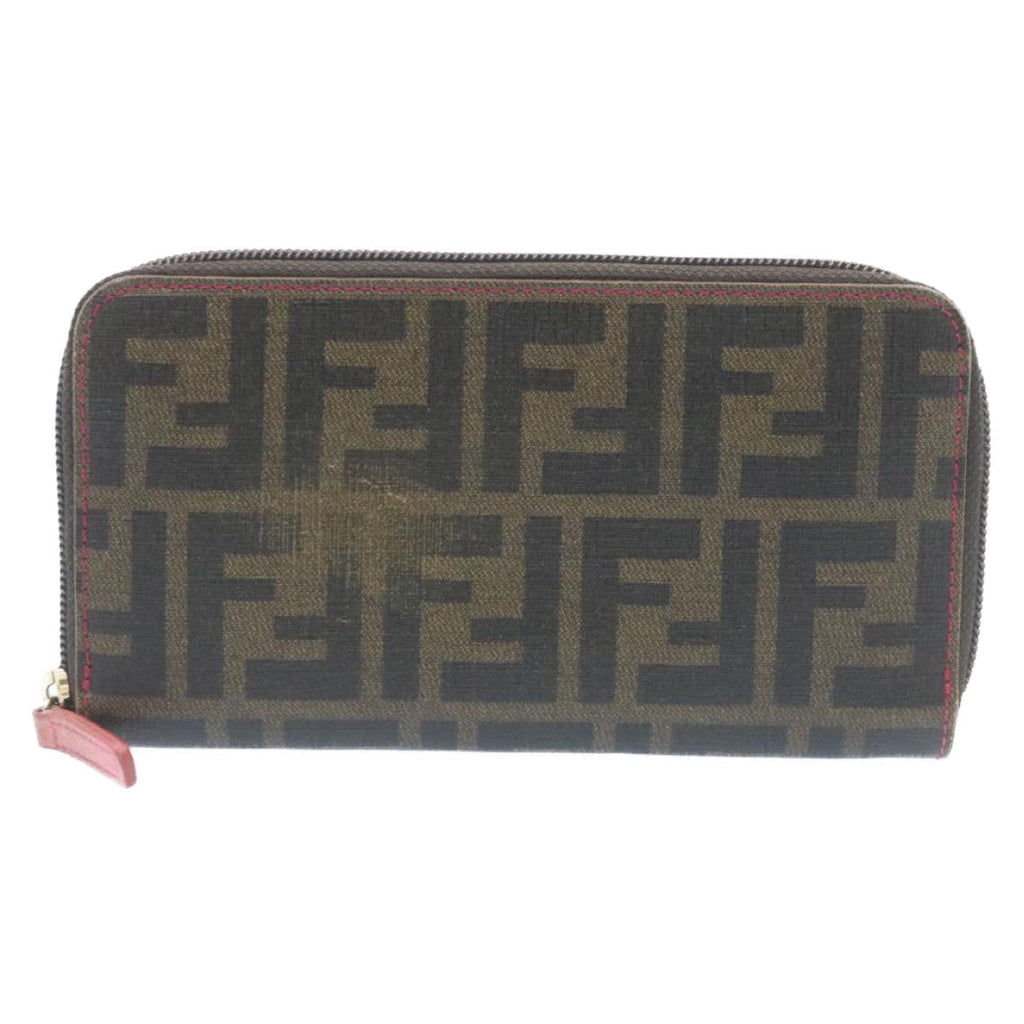 FENDI Zucca Canvas Zip Around Long Wallet Brown th2112
