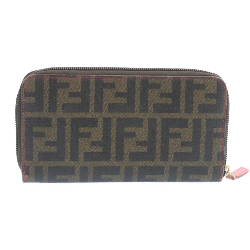 FENDI Zucca Canvas Zip Around Long Wallet Brown th2112