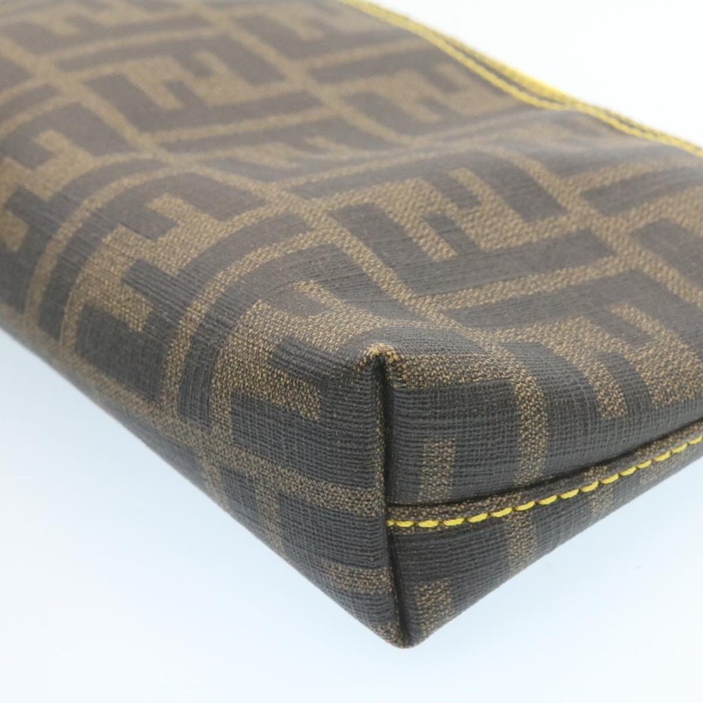 FENDI Zucca Canvas Chain Accessory Pouch Brown Black th2113