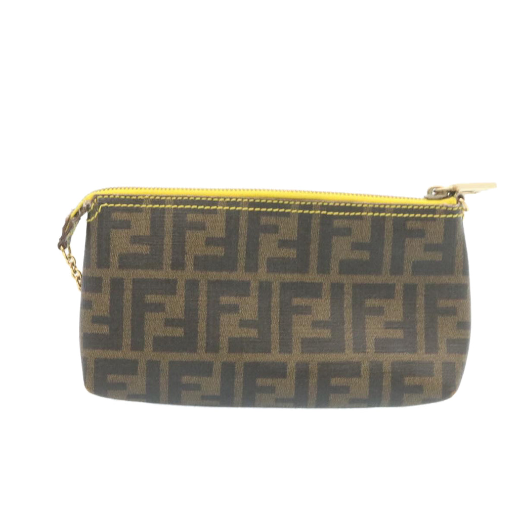 FENDI Zucca Canvas Chain Accessory Pouch Brown Black th2113