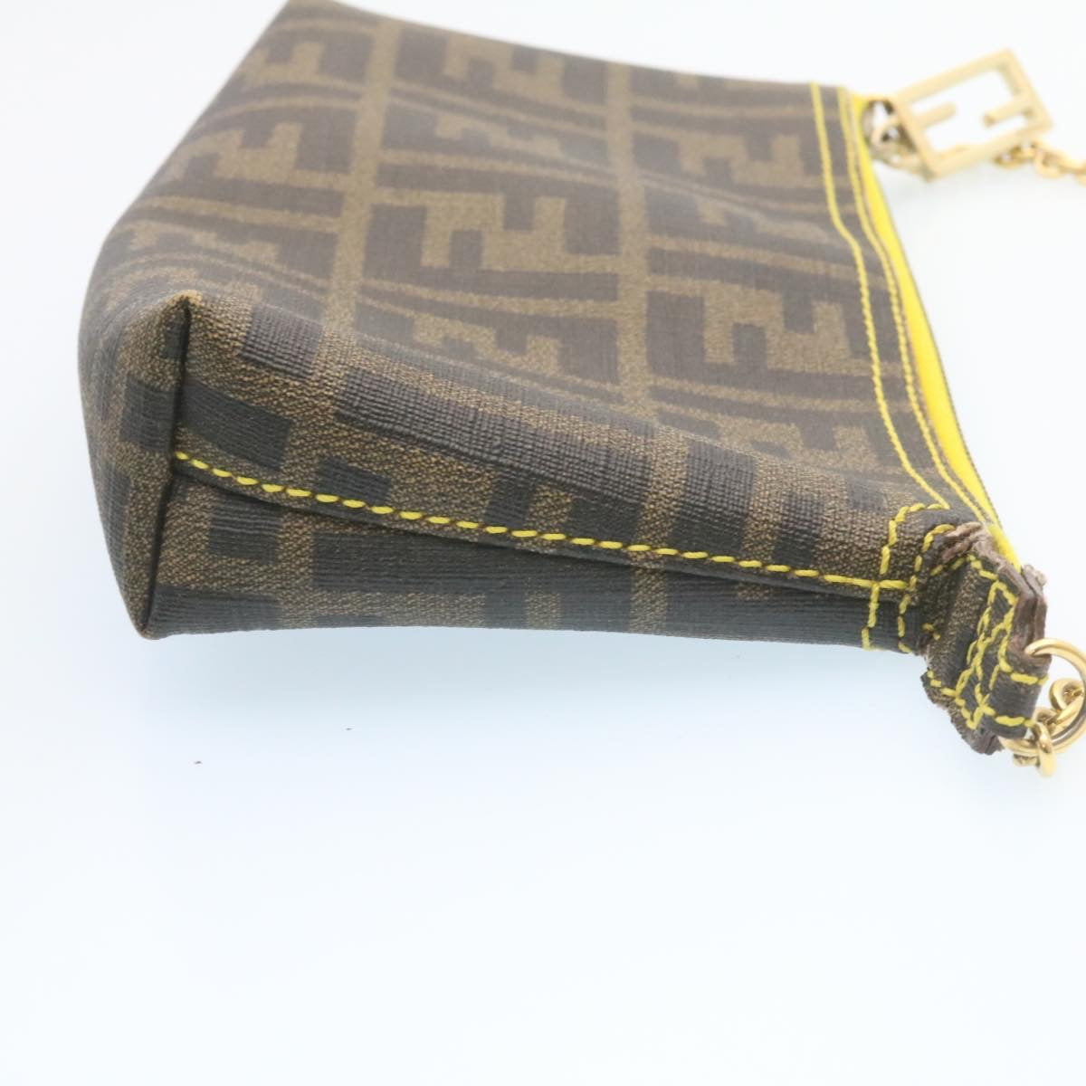 FENDI Zucca Canvas Chain Accessory Pouch Brown Black th2113