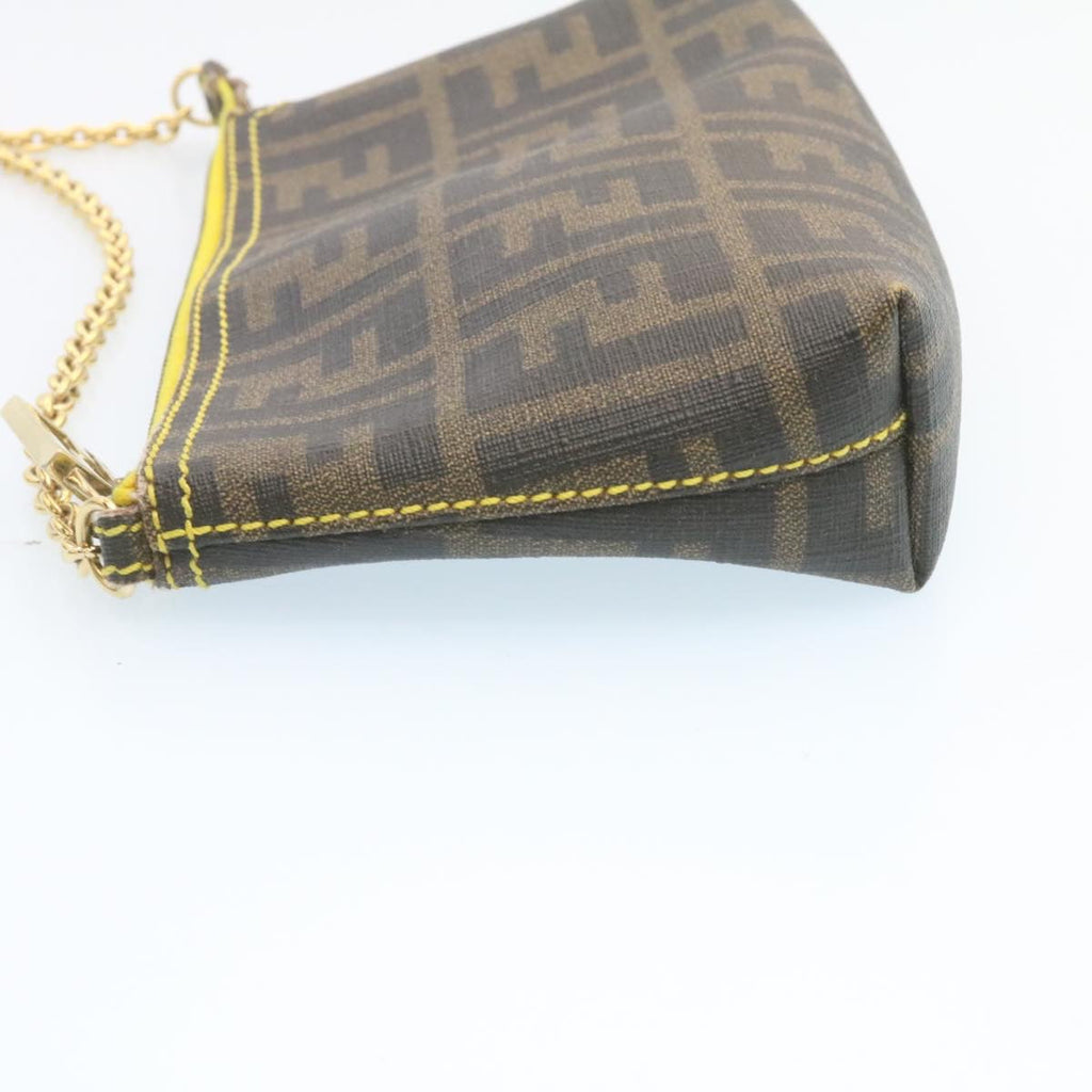 FENDI Zucca Canvas Chain Accessory Pouch Brown Black th2113