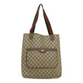GUCCI Web Sherry Line GG Canvas Tote Bag Red Green Brown th2640