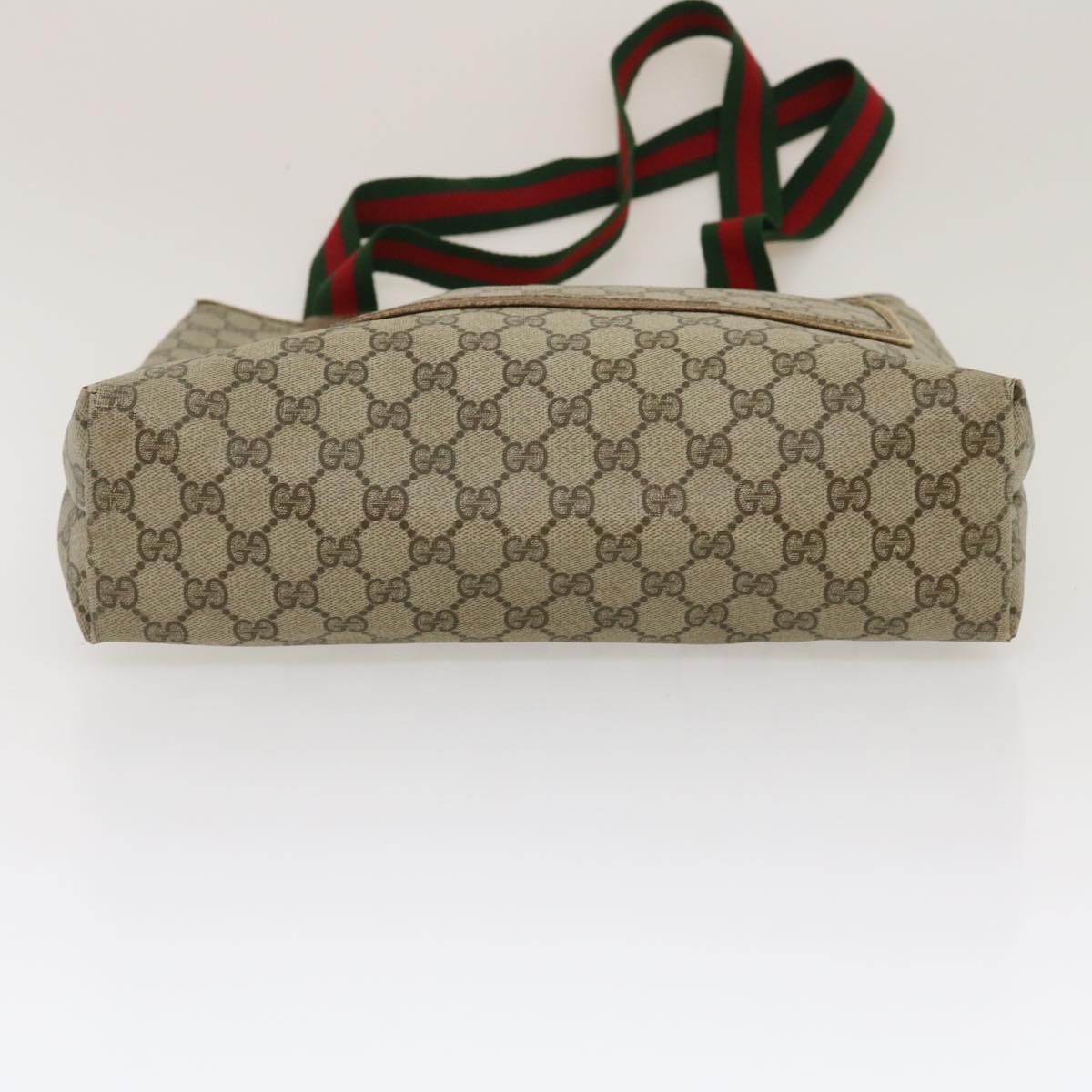 GUCCI Web Sherry Line GG Canvas Tote Bag Red Green Brown th2640